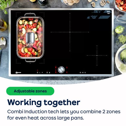 NEFF N70 T58FHW1L0 80cm Induction Hob - Black - AO Annotation - Combi Induction